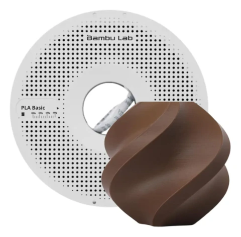 Filamento Bambu Lab PLA Basic Marrom Com Carretel Reutilizável 1Kg 1,75mm