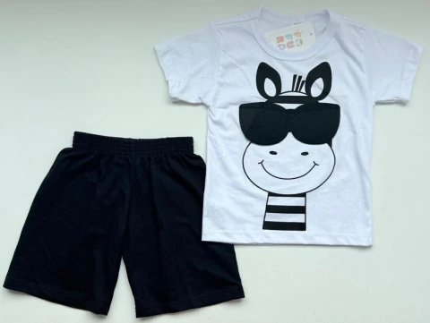 conjuntinho short moletinho zebra branca