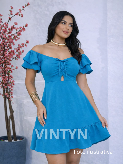 VESTIDO CURTO FEMININO CIGANINHA COM TIRAS ELEGANTE E CONFORTAVEL