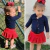 Imagem do Saia Short Infantil Pregas Piquê Lisa Vermelha