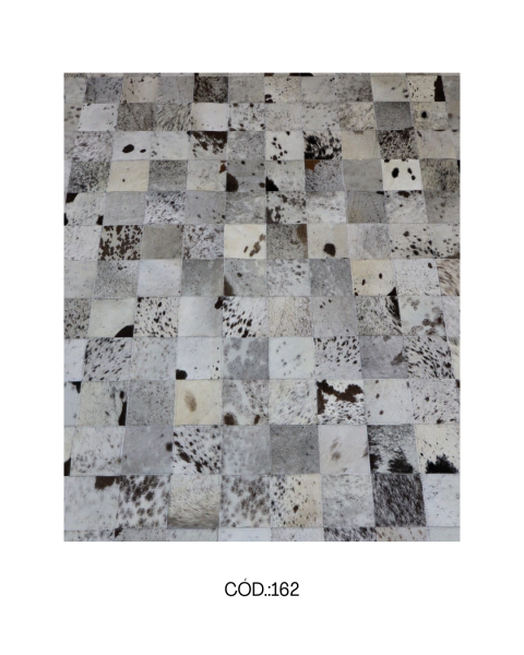 Tapete de Couro Legítimo Geométrico Quadriculado 10x10 Salino Branco 1,5m x 2m
