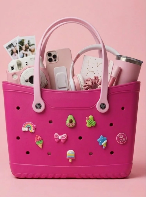 BOLSO DE GOMA STYLE CUADRADA CROCS INCLUYE 8 PINES