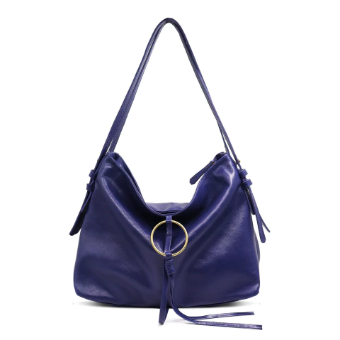 Bolsa feminina de couro azul marinho Helena - comprar online