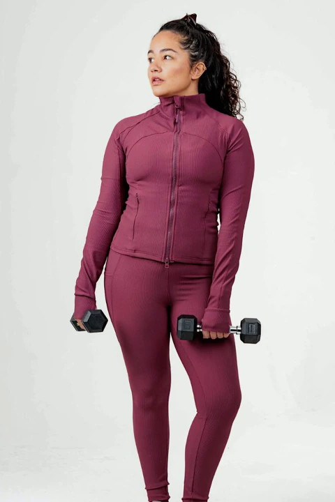 Jaqueta Athletic Fit Poliamida Canelada Ameixa