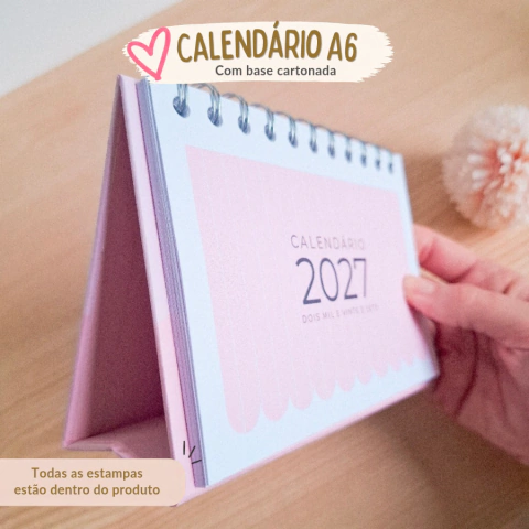 Calendário de Mesa - Tamanho A6 - Reposicionável ( base cartonada)
