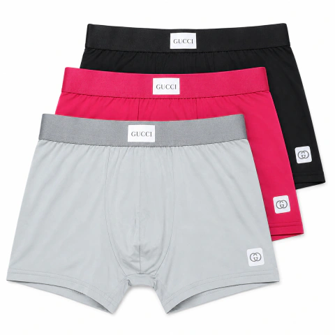 Kit 3 Cuecas Boxer Masculinas em Microfibra Premium Preto Vermelho e Cinza Claro