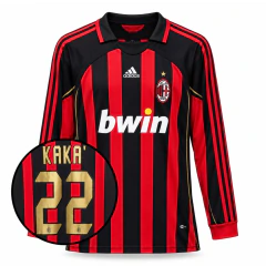 Camisa Retrô Milan I 2007 Home Masculina #22 Kaká - Manga Longa Linha Importada