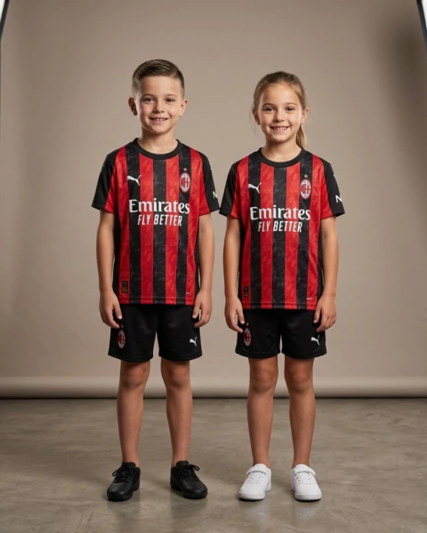 Kit Infantil Milan I 2025/26 - Preto e Vermelho