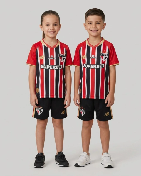 Kit Infantil São Paulo II 2025/26 - Vermelho e Preto
