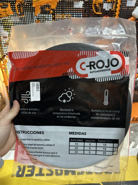 BURLETE 20x20x5 mts C-ROJO AUTOADHESIVO