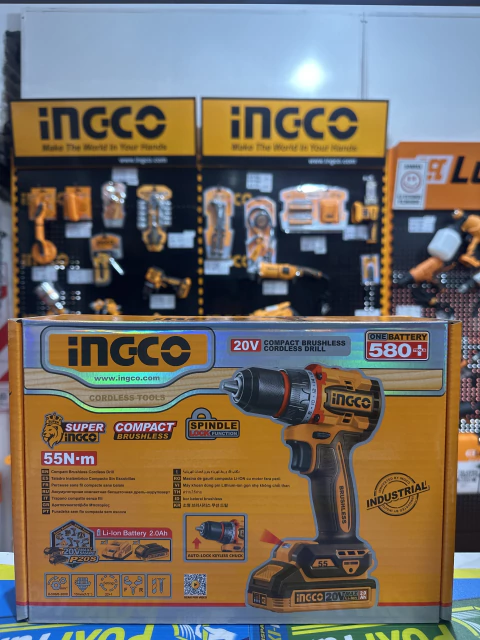 CDLI205582-4 TALADRO ATORNILLADOR COMPACTO 13MM 55NM 450W 20V + 1 BATERIA 2AH + CARGADOR 2AH INGCO