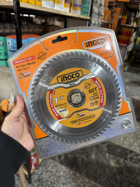 TSB118513- DISCO PARA SIERRA CIRCULAR DE 7 1/4PLG / 185MM 60D BUJE 20MM INDUSTRIAL INGCO