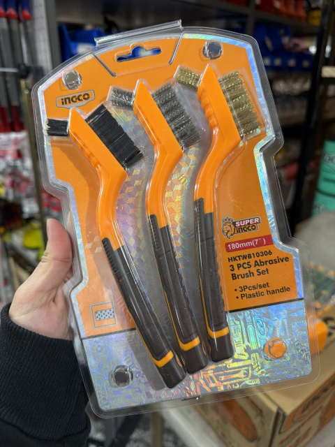 HKTWB10306- SET X3 MINI CEPILLOS ABRASIVOS 180MM PARA LIMPIEZA Y DETAILING INGCO