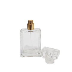 Vidro Perfumeiro Noble - 50ml Transparente c/ Spray Dourada