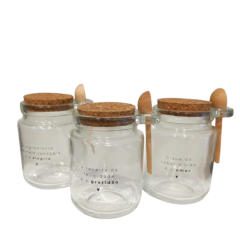 Pote de Vidro - 240mL Mini Colher e Tampa Rolha