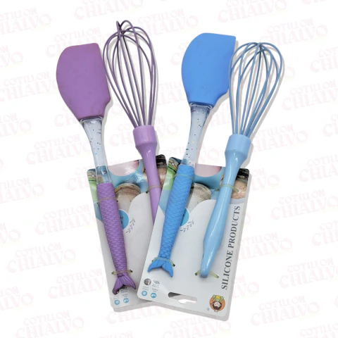 Set Silicona Espatula + Batidor Sirena - comprar online