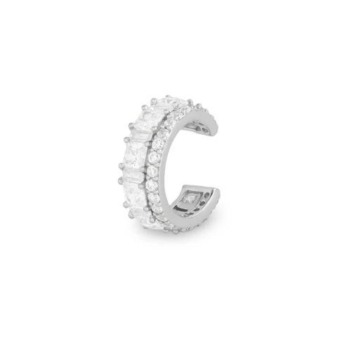 Fake Piercing Zircônias Cristal Quadrada Ponto Luz Prata 925 Ródio