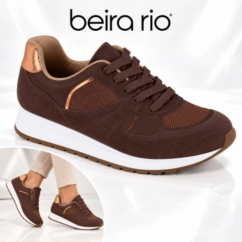 Tênis Beira Rio Retro Sport - Marrom - Bronze