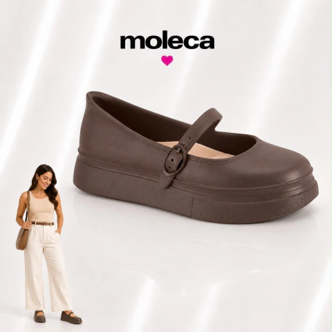 Sapatilha Moleca Mary Jane Comfort - Chocolate