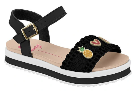 Sandalia Infantil Molekinha Tropical - Preto -branco