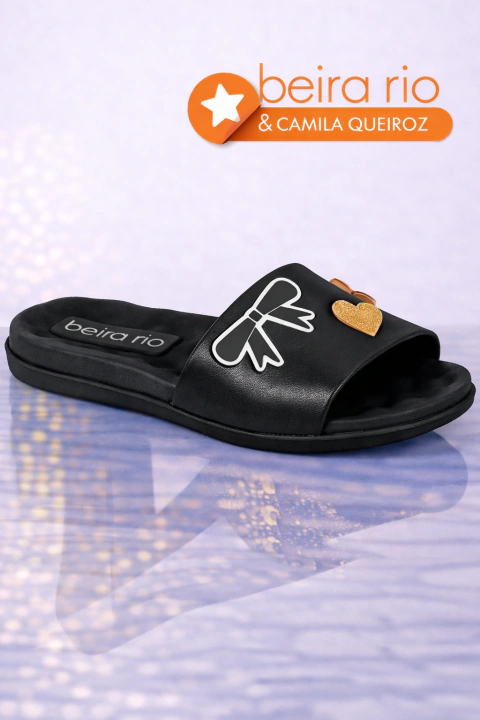 Chinelo Beira Rio Slide Preto