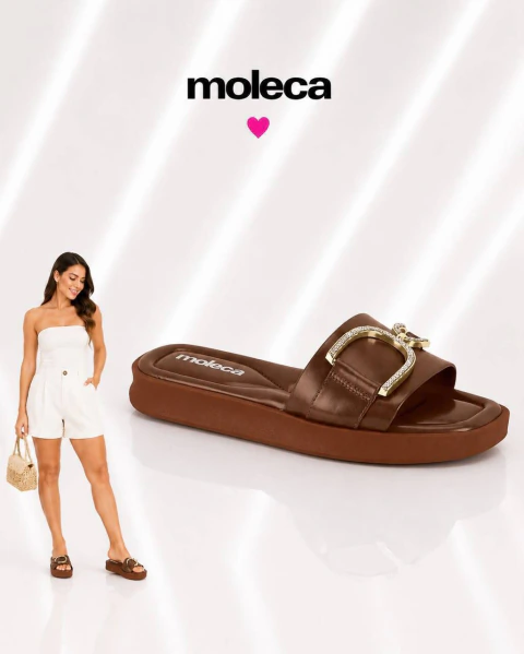 Tamanco Moleca napa malaga - Marrom