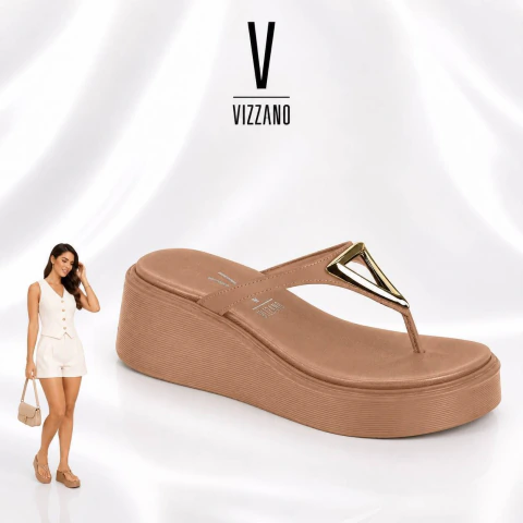 Tamanco Vizzano Plataforma Elegance - Nude - dourado