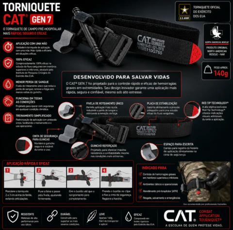 TORNIQUETE CAT 7 - NAR - PRETO - ORIGINAL