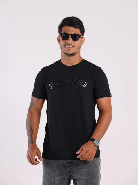 Camisa Long Line Estampada - Preto - comprar online