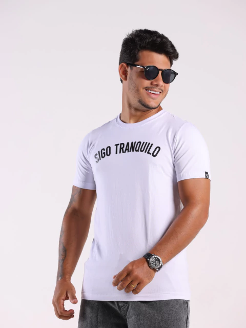 Camisa Long Line Estampada - Branco - comprar online