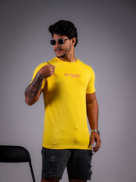 Camisa Long Line Estampada - Amarela