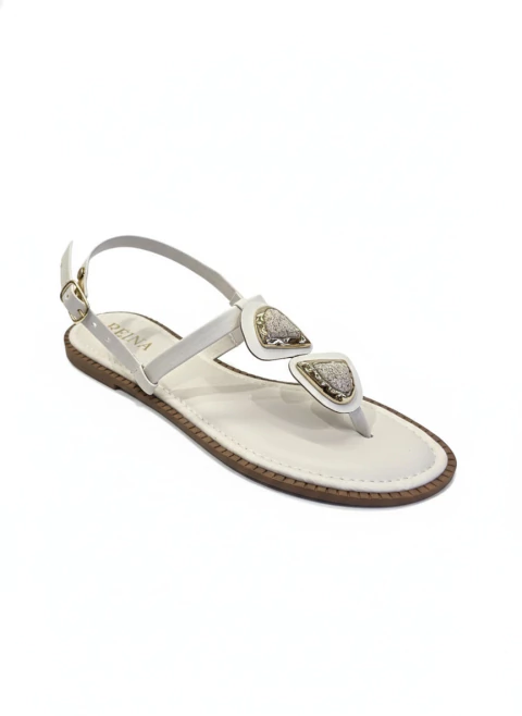 SANDALIA AD FEM SOLA PVC CAB SINTETICO REF R383141 OFF WHITE/OFF WHITE/OURO