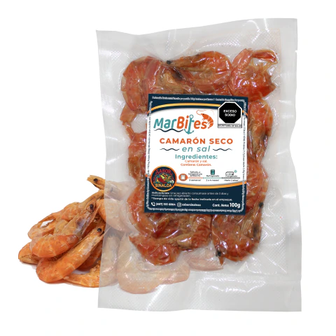 Camarón Seco Sinaloense NATURAL 100g - Sin Cabeza y Alto Vacío - Marbites