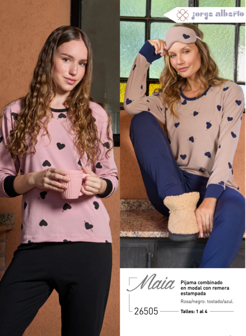 Pijama mangas largas pantalon largo liso con puño BIANCA SECRETA - comprar online