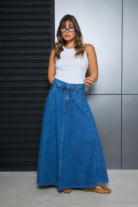 ART-3869 | | POLLERA LARGA CON LAZO RÍGIDO TIRO INTERMEDIO GORSI JEANS