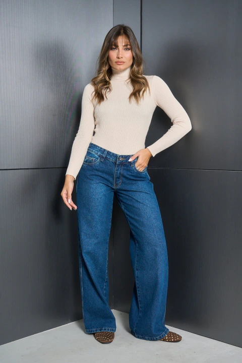ART-3883 | | WIDE LEG AZUL VAINILLA RÍGIDO – TIRO INTERMEDIO GORSI JEANS