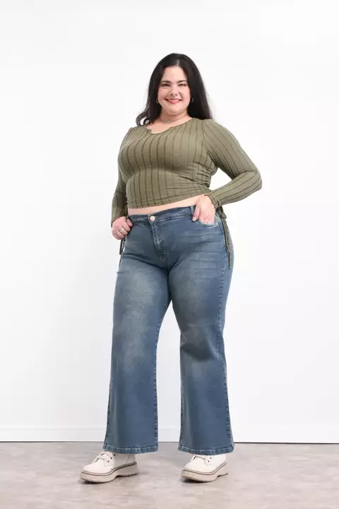 ISABBELLA | WIDE LEG LOCALIZADO ELASTIZADO CON BIGOTES TIRO ALTO TALLES 48 AL 54 RUMAJU