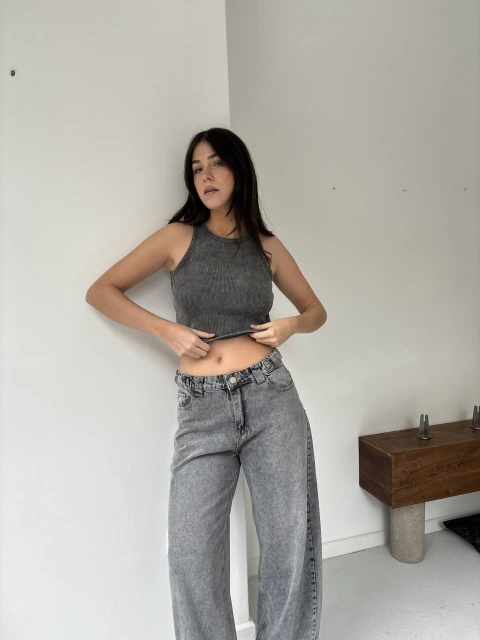 R1824GRI | BAGGY GRIS CARPENTER TIRAS AJUSTABLES CON REGULADORES 1824 INQUIETA