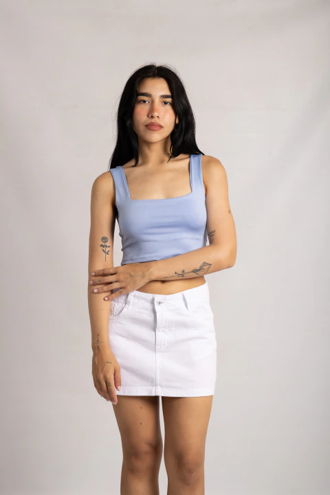 M-58 | MINI BLANCO RUEDO TIRO INTERMEDIO ANDAR JEANS RIGIDO