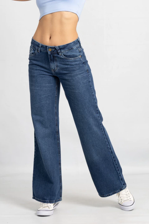 Art. 837 | RÍGIDO Wide Leg Cardi Azul H/B TIRO MEDIO 36-46 ANDAR JEANS