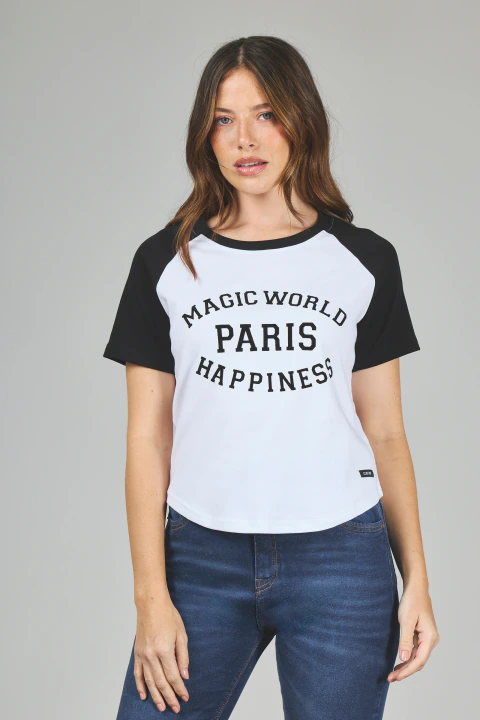 ART-A-24 | ART. A - | REMERA BLANCA / NEGRO COMBINADO PARIS CENITHO
