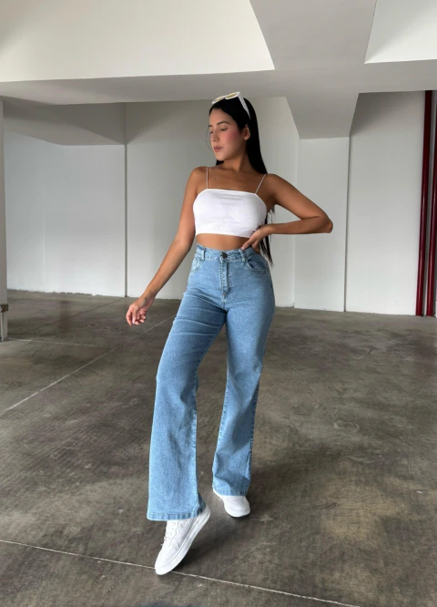 MADISON CELESTE | WIDE LEG TIRO ALTO ANACLARA ELASTIZADO
