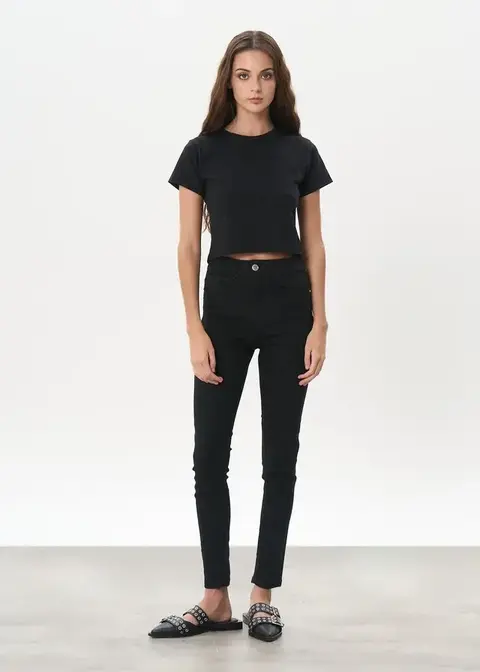 Pantalon Chupin de Jean elastizado tiro medio Negro