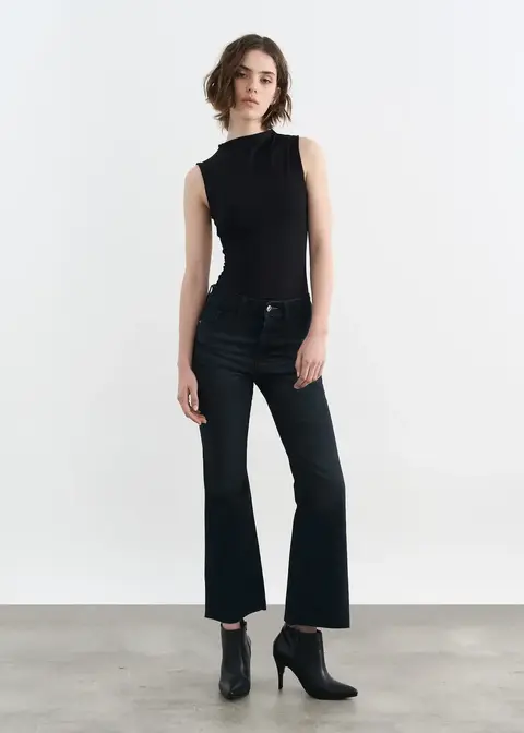 Pantalon de Jean Oxford elastizado Flare tiro medio Navy
