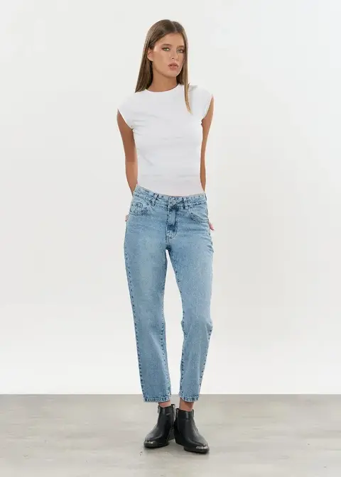 Pantalon Mom de Jean rígido tiro medio Francis