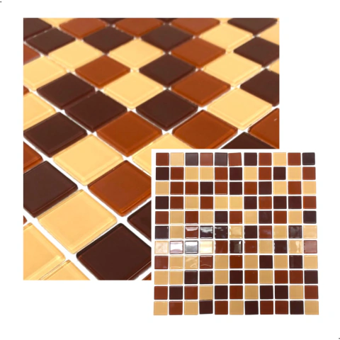 Pastilha de Vidro Cristal Mix Terra Cota 2,5x2,5 cm Placa 30x30 cm - La Bella Griffe