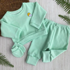 conj 3 pecas canelado verde aqua 36
