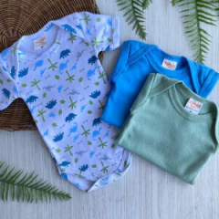 kit com 3 body m.c (M) dinossauros;azul;verde suedine MIMOS BABY na internet