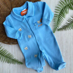 macacao longo (M) azul ursos sued salpicado KIT19 BABIES