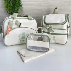 kit bolsa 4 peças (urso; creme; verde)